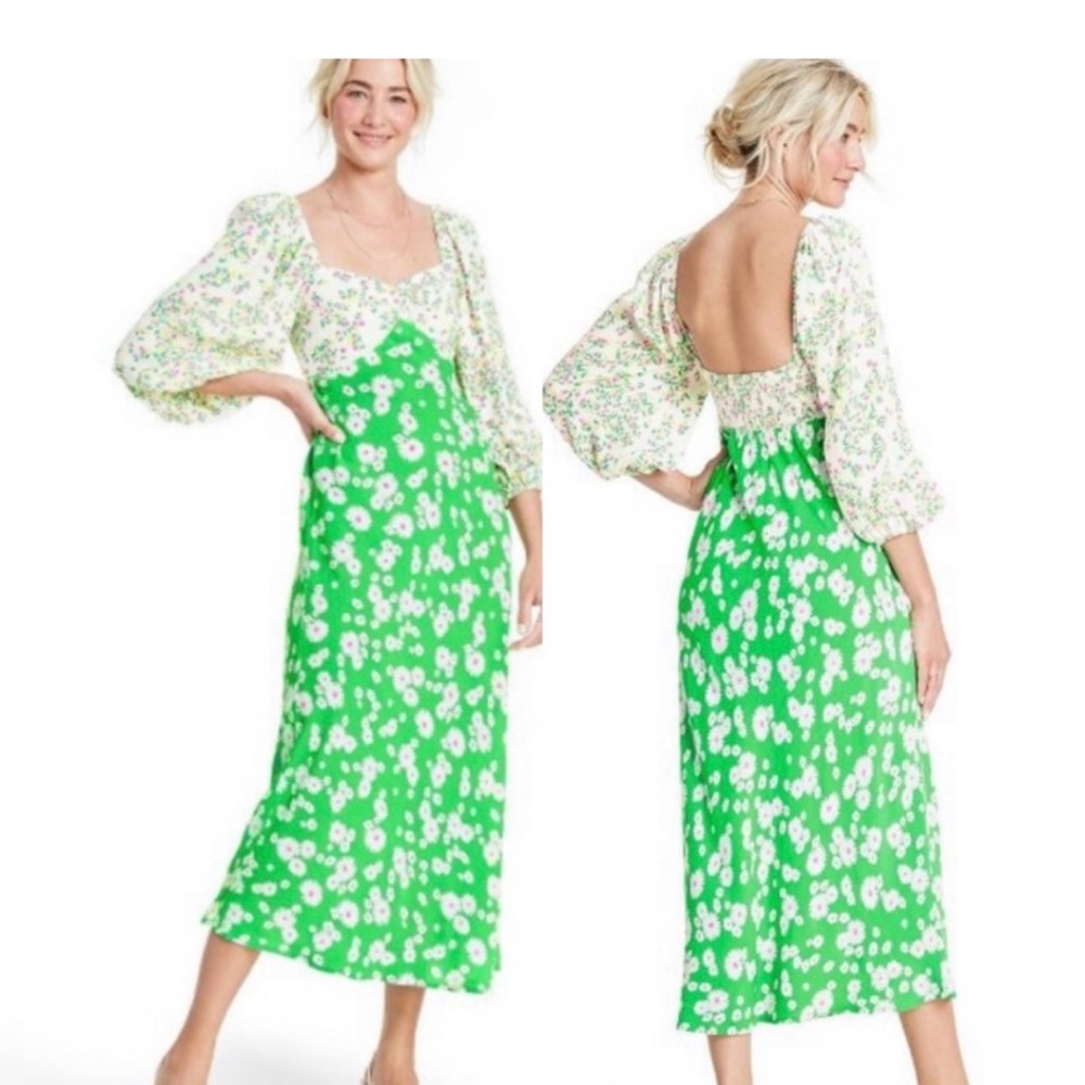 Floral Green Midi Dress